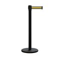 Montour Line Retractable Belt Rolling Stanchion, 2.5ft Black Post  7.5ft Bk/Y H ME630-BK-BYH-75